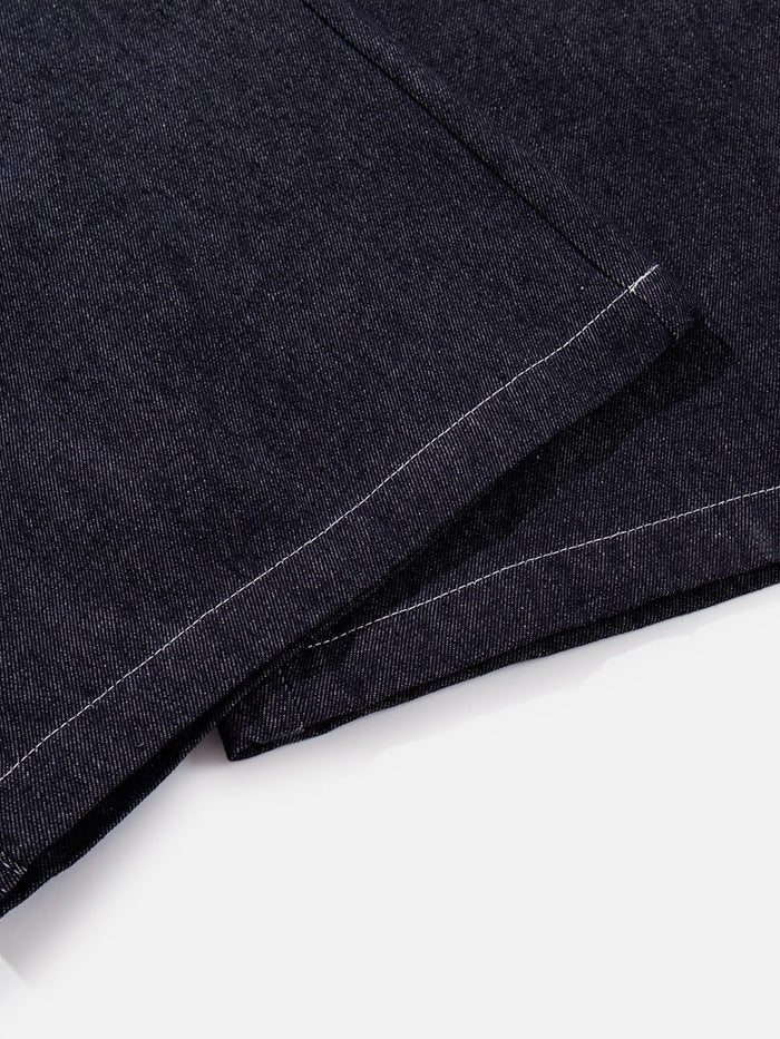 Co-ed Dorm Wide-leg Washed Denim Maxi Pants - Black