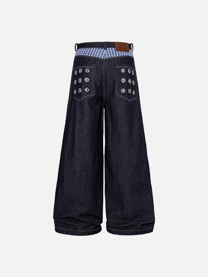 Co-ed Dorm Wide-leg Washed Denim Maxi Pants - Black
