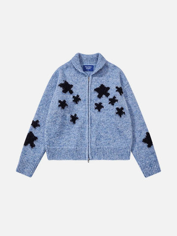 Co-ed Dorm Baggy Star Patch Denim Top - Blue
