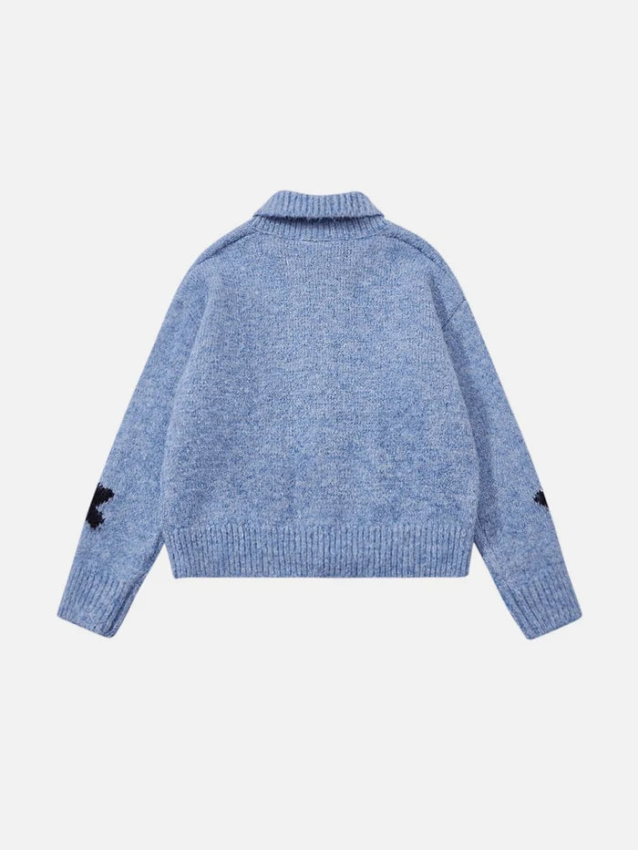 Co-ed Dorm Baggy Star Patch Denim Top - Blue