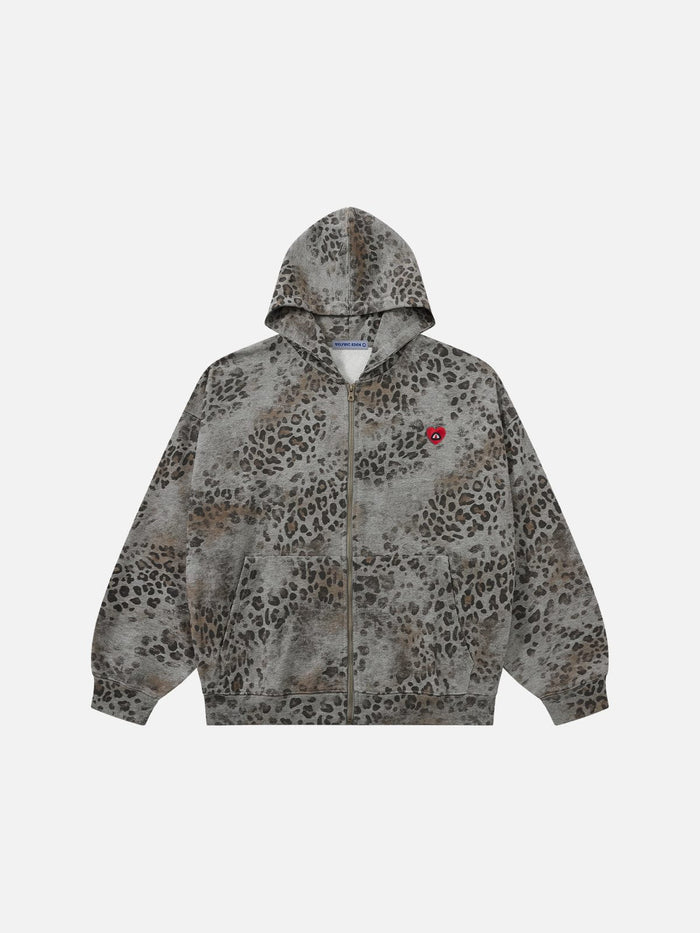 Weekday Outdoor Baggy Camouflage Zip Hoodie - Grey