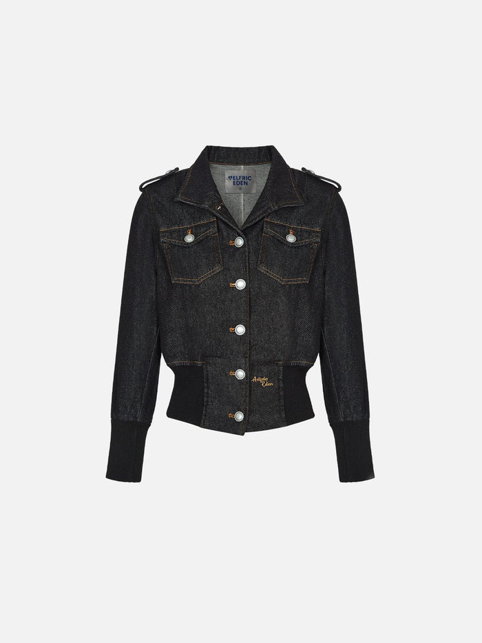 Co-ed Dorm Skimming Flap Pocket Cropped Jacket - Black
