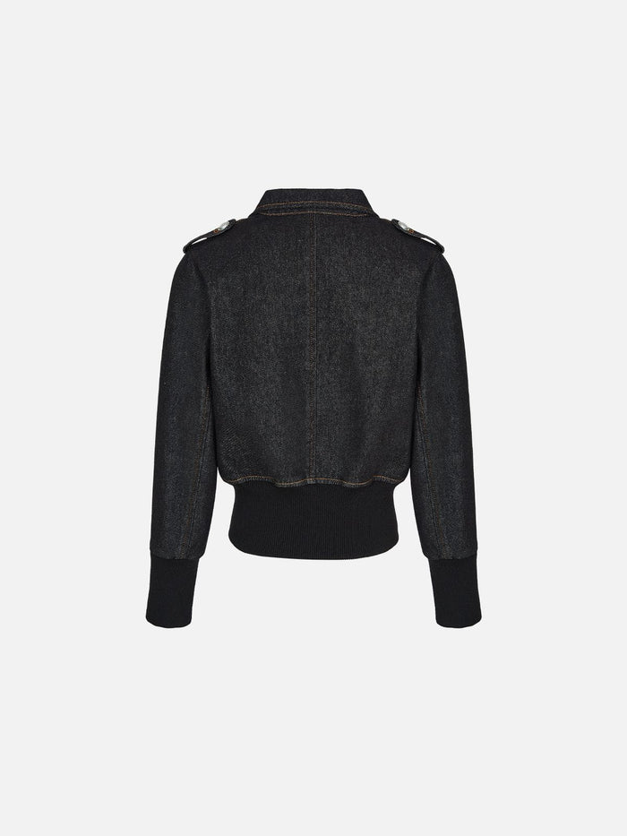 Co-ed Dorm Skimming Flap Pocket Cropped Jacket - Black