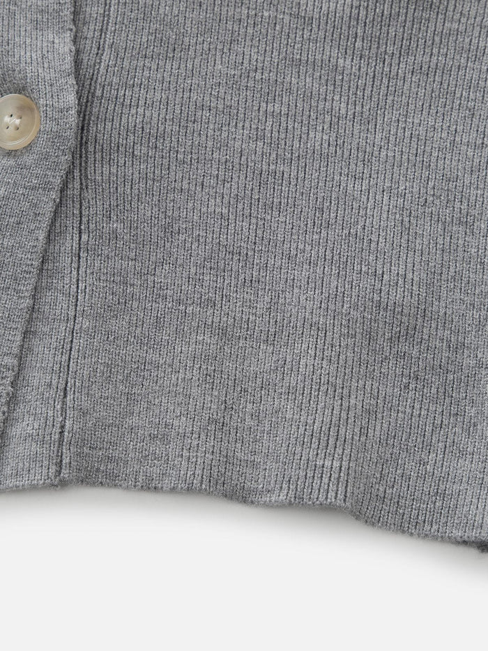 American Club Skimming Contrast Collar Long Sleeve Top - Grey