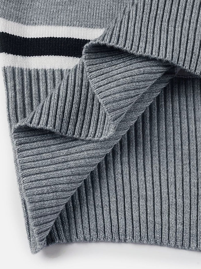 American Club Skimming Striped Knit Top - Grey