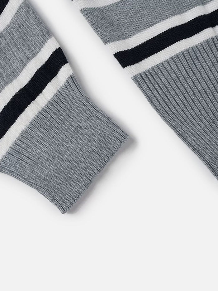 American Club Skimming Striped Knit Top - Grey