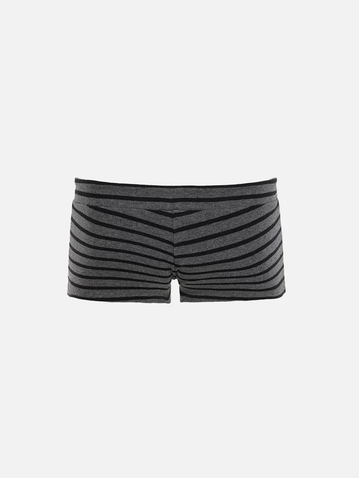 Co-ed Dorm Skimming Striped Two-Piece Top Set - Grey