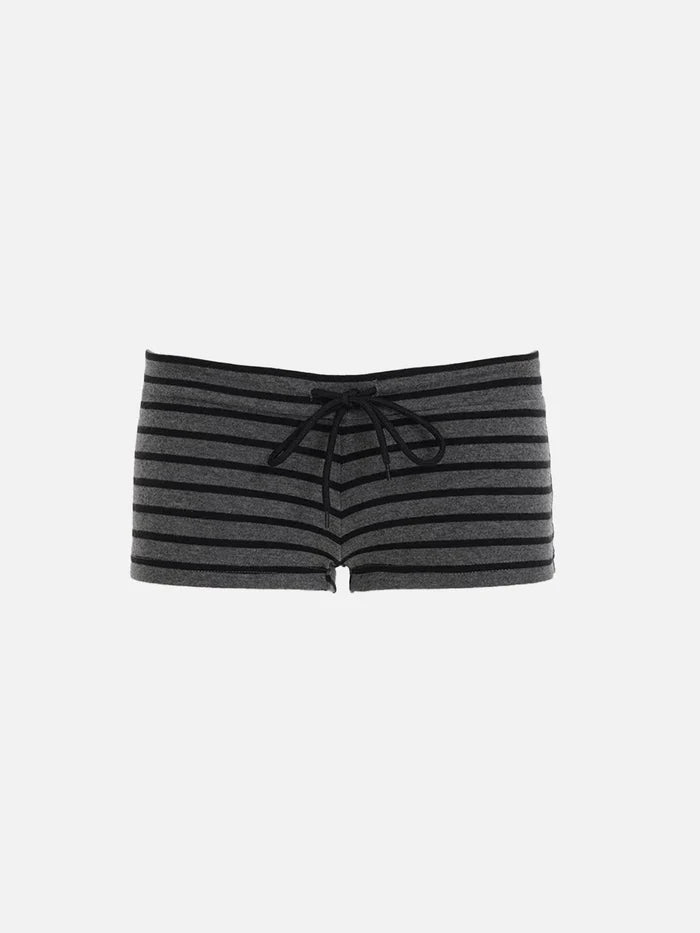 Co-ed Dorm Skimming Striped Two-Piece Top Set - Grey