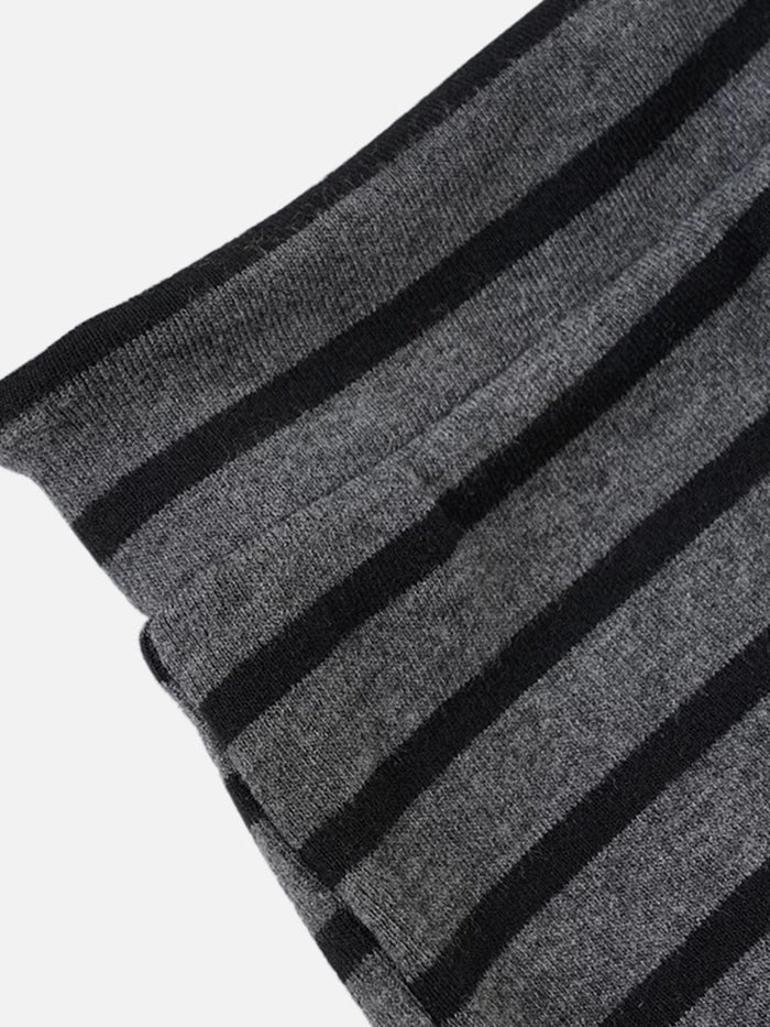 Co-ed Dorm Skimming Striped Two-Piece Top Set - Grey
