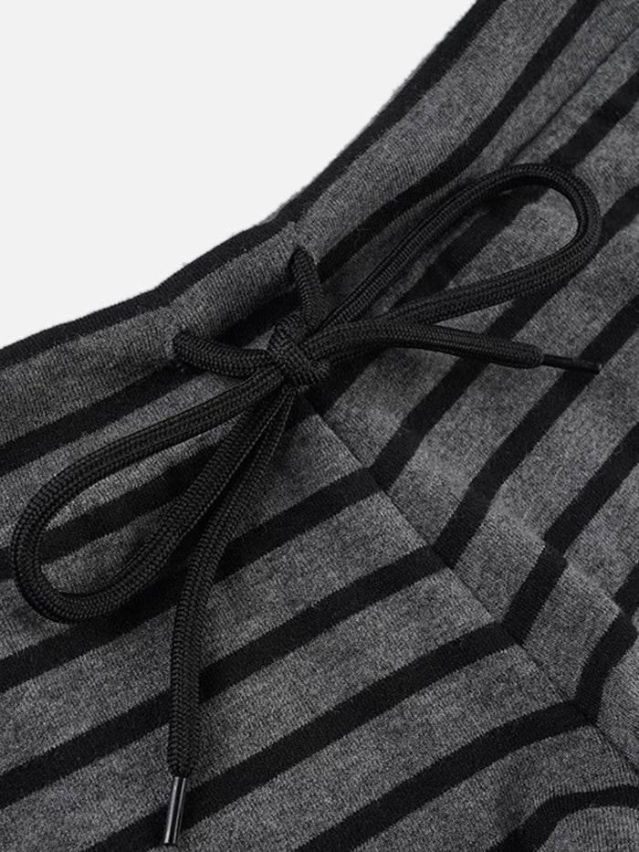 Co-ed Dorm Skimming Striped Two-Piece Top Set - Grey