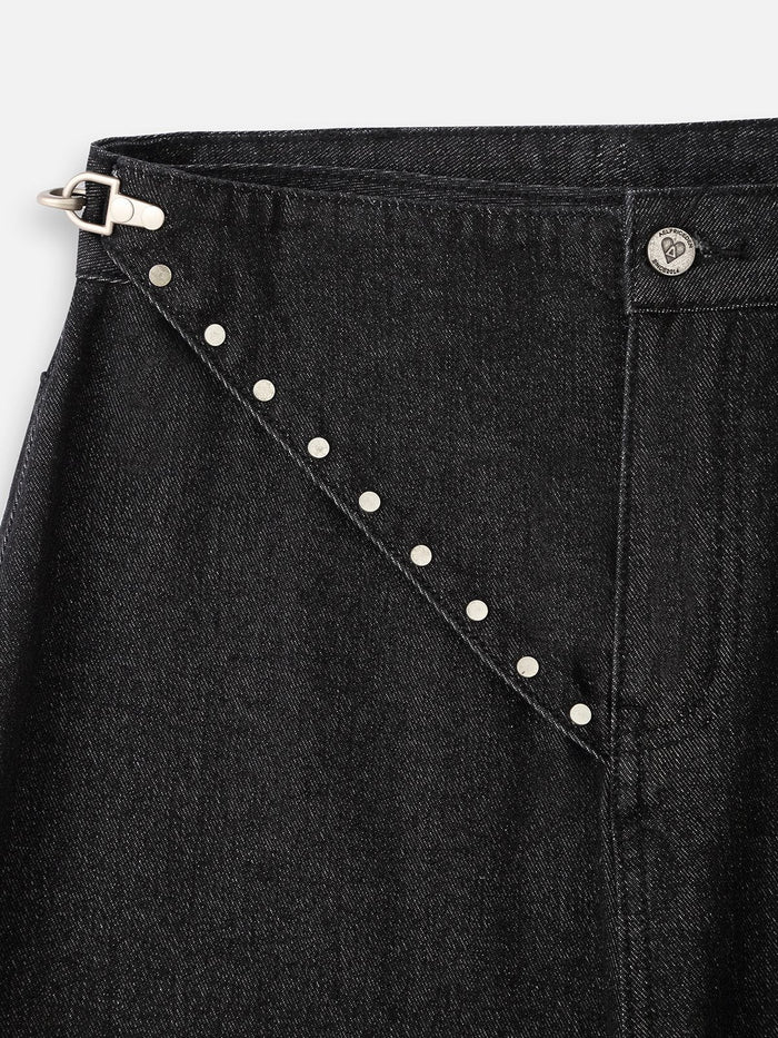 Co-ed Dorm Baggy Knee-Panel Casual Maxi Pants - Black