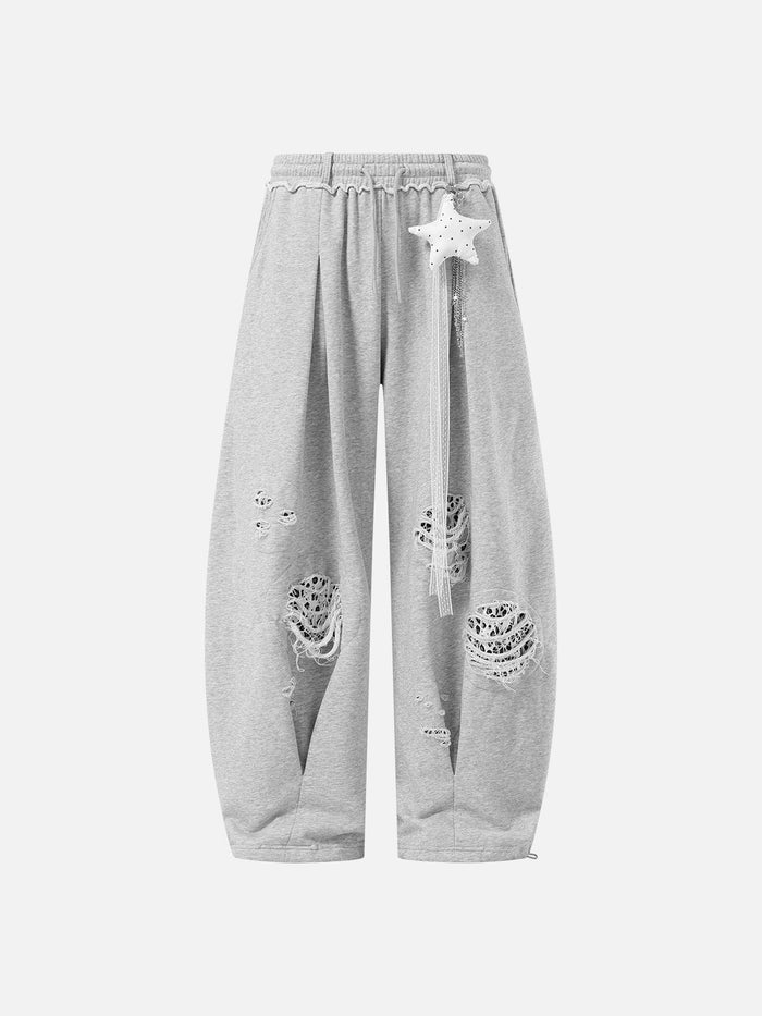 Co-ed Dorm Baggy Pleated Sweatpants Maxi Pants - Grey