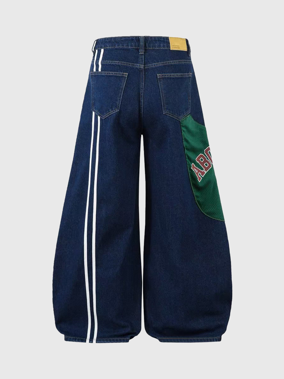 Patchwork Wide-Leg Denim Jeans – Denim Blue