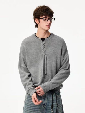 American Club Baggy Striped Button-up Long Sleeve Top - Grey