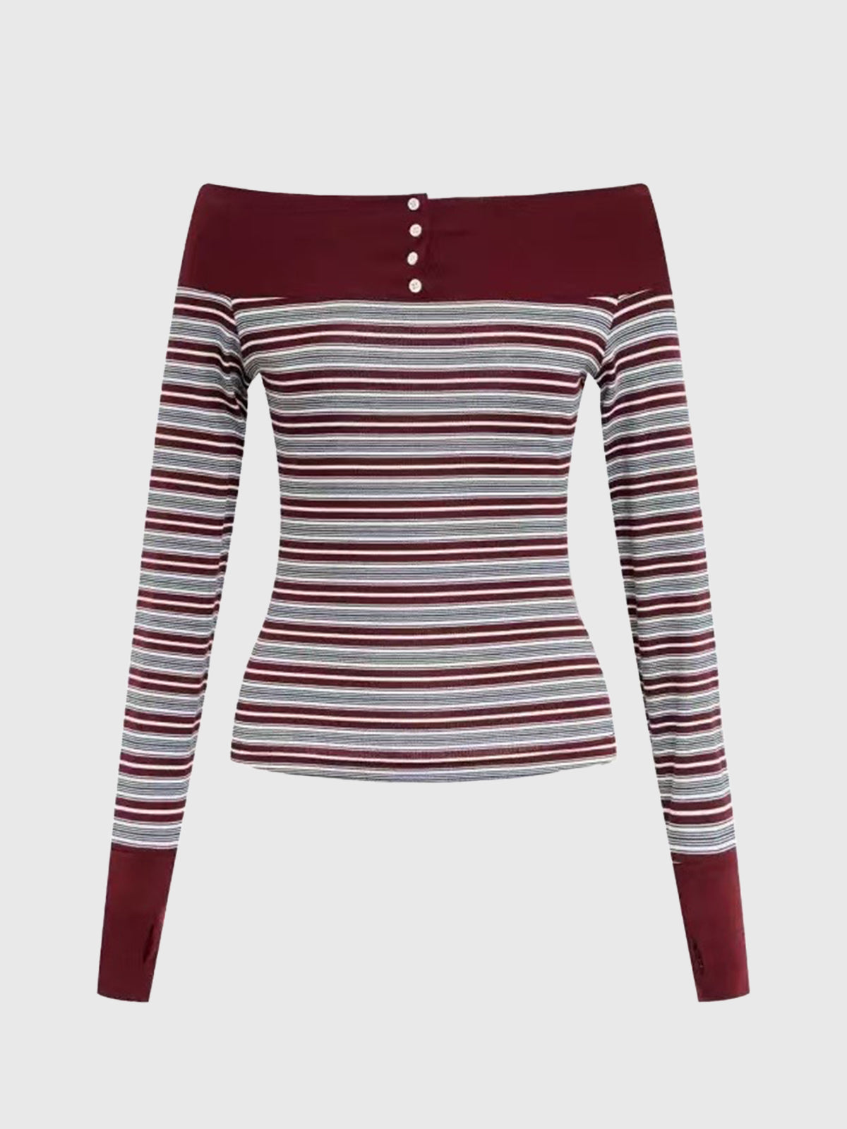 Halfway Gone Sleeve Top – Burgundy Lines