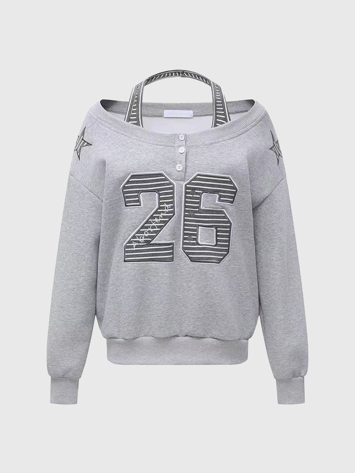 Knot Hour Off-Shoulder Tee – Mist Grey