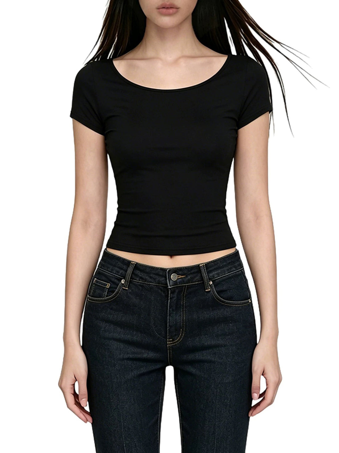 Brick Lane Skimming Lace Patchwork Heart Cut-Out Tee - Black