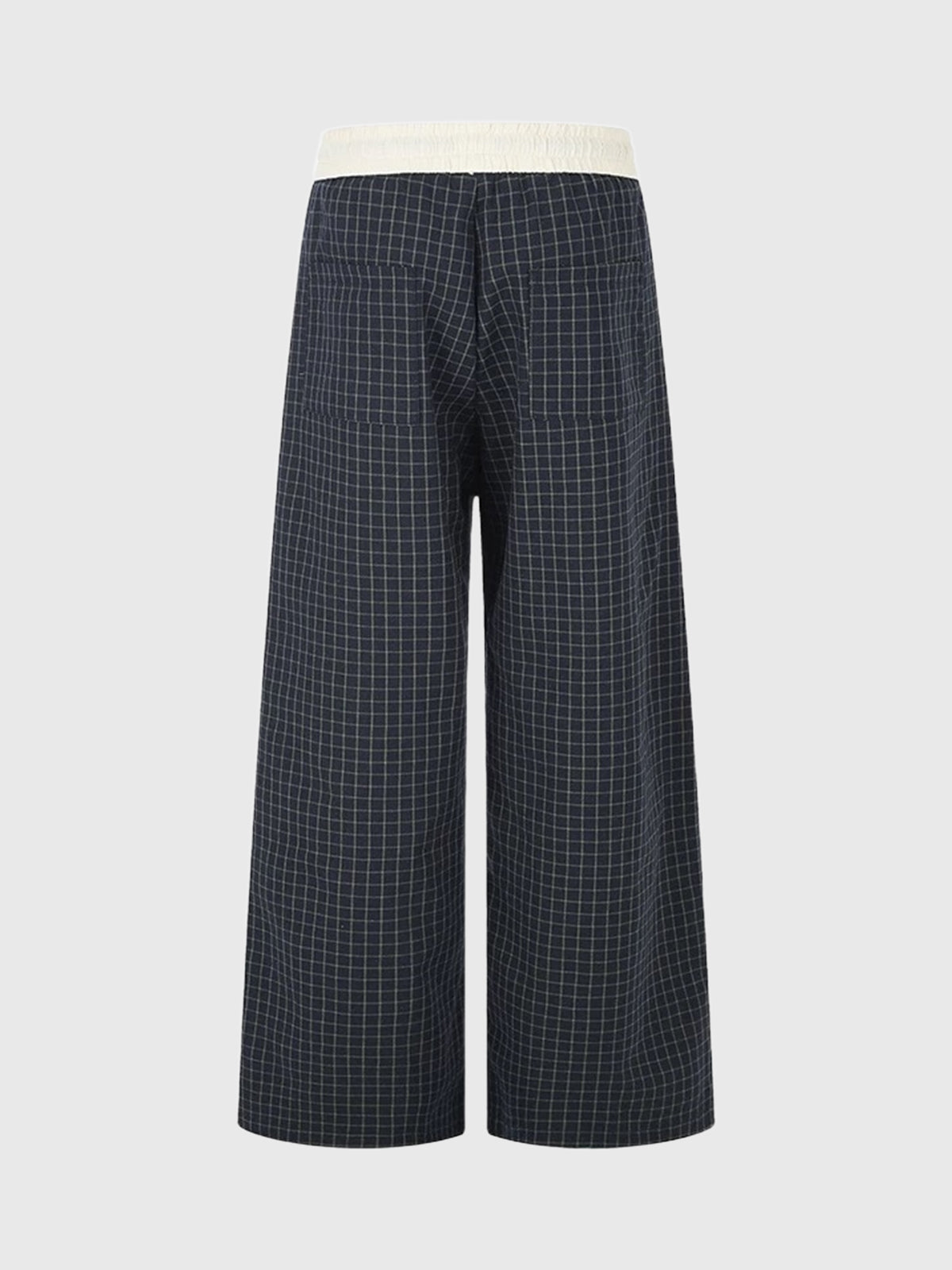 Co-ed Dorm Wide-leg Plaid Denim Pants - Black