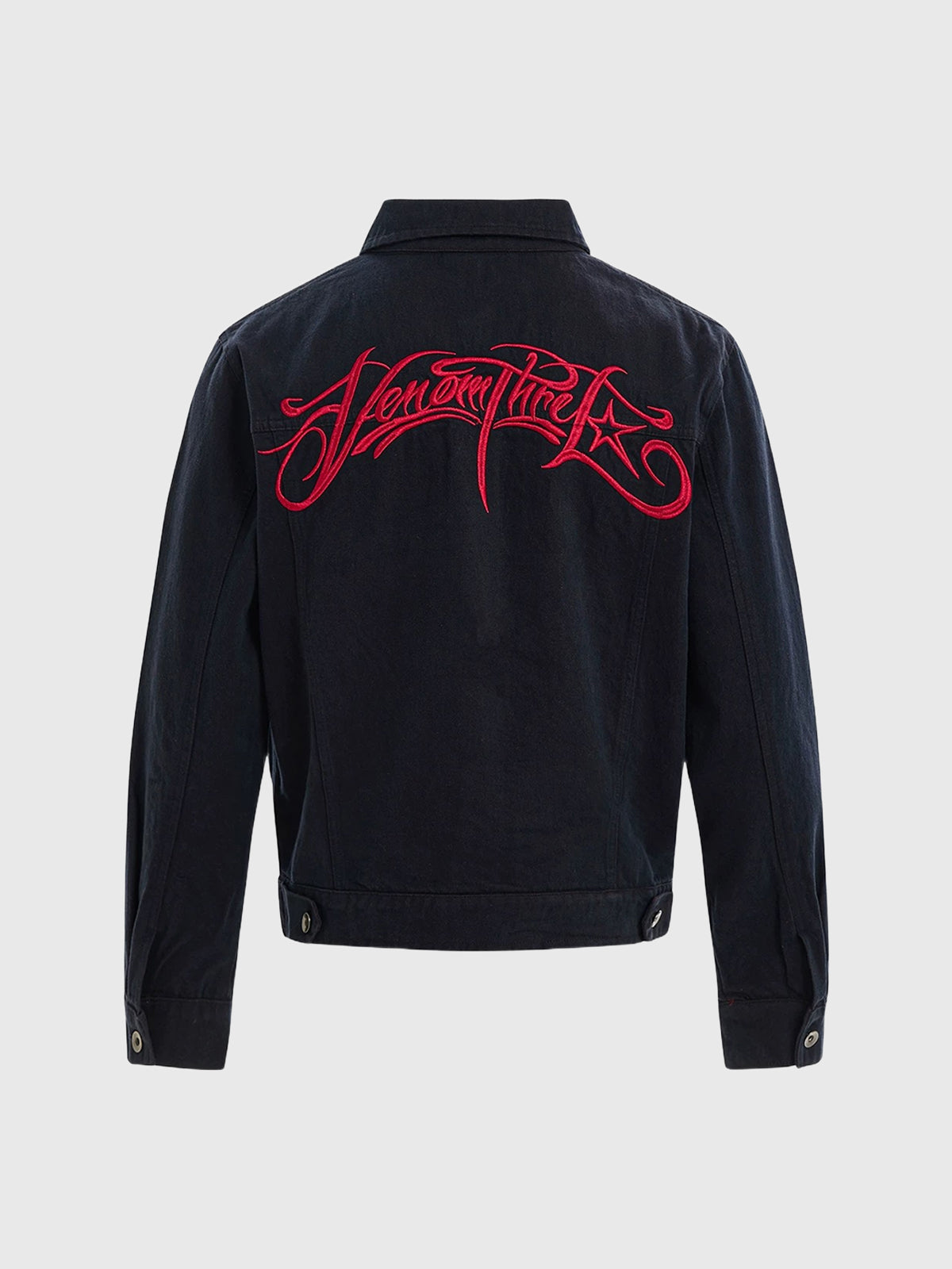 Co-ed Dorm Baggy Embroidered Workwear Jacket - Black