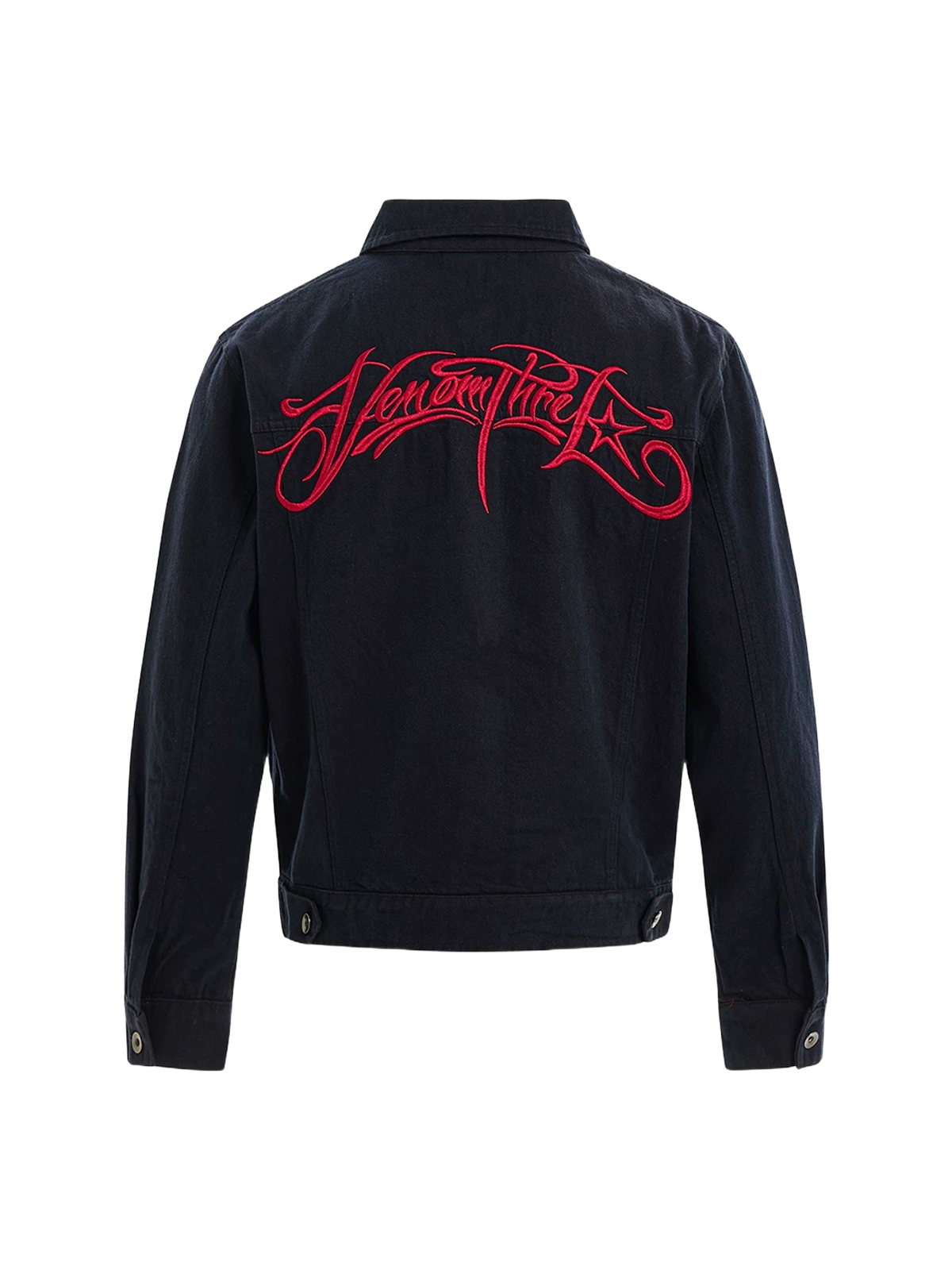 Co-ed Dorm Baggy Embroidered Workwear Jacket - Black