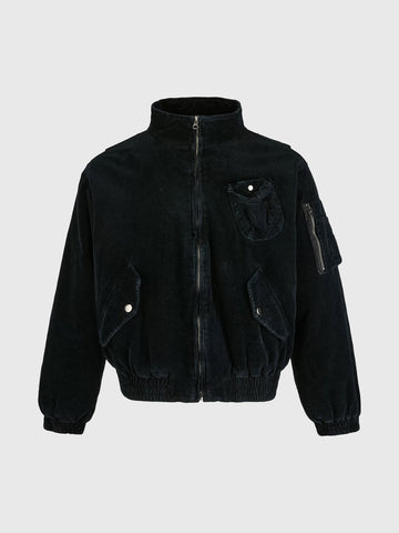 Co-ed Dorm Baggy Puffer Zip-up Jacket - Black