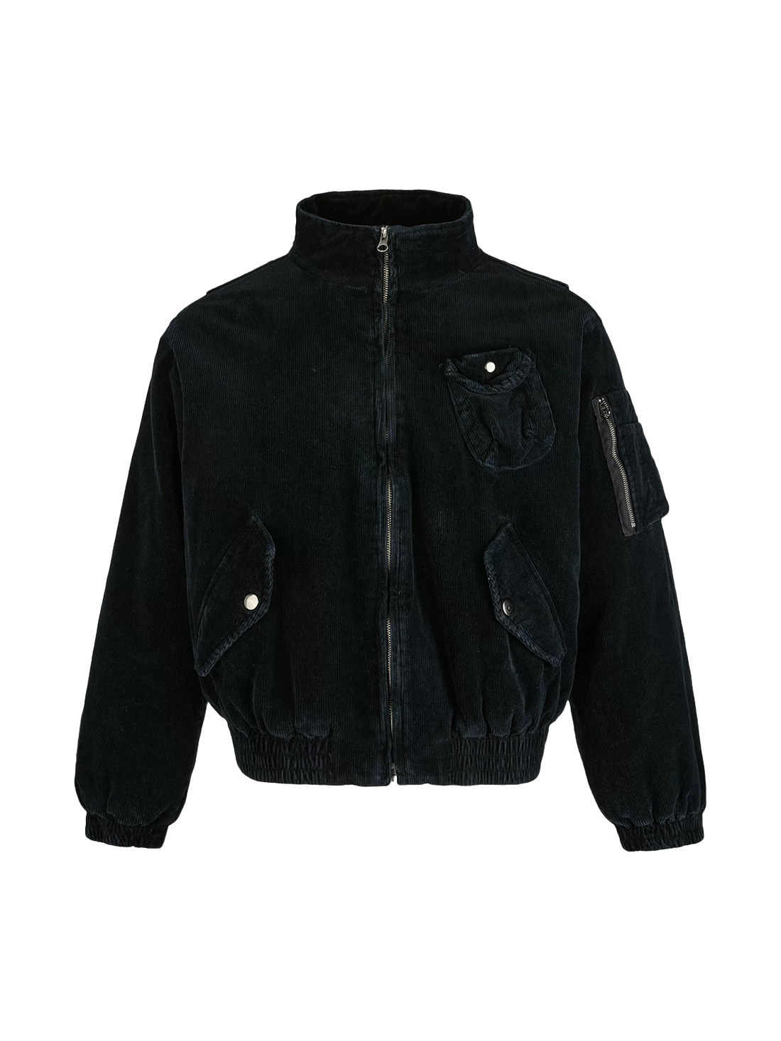 Co-ed Dorm Baggy Puffer Zip-up Jacket - Black