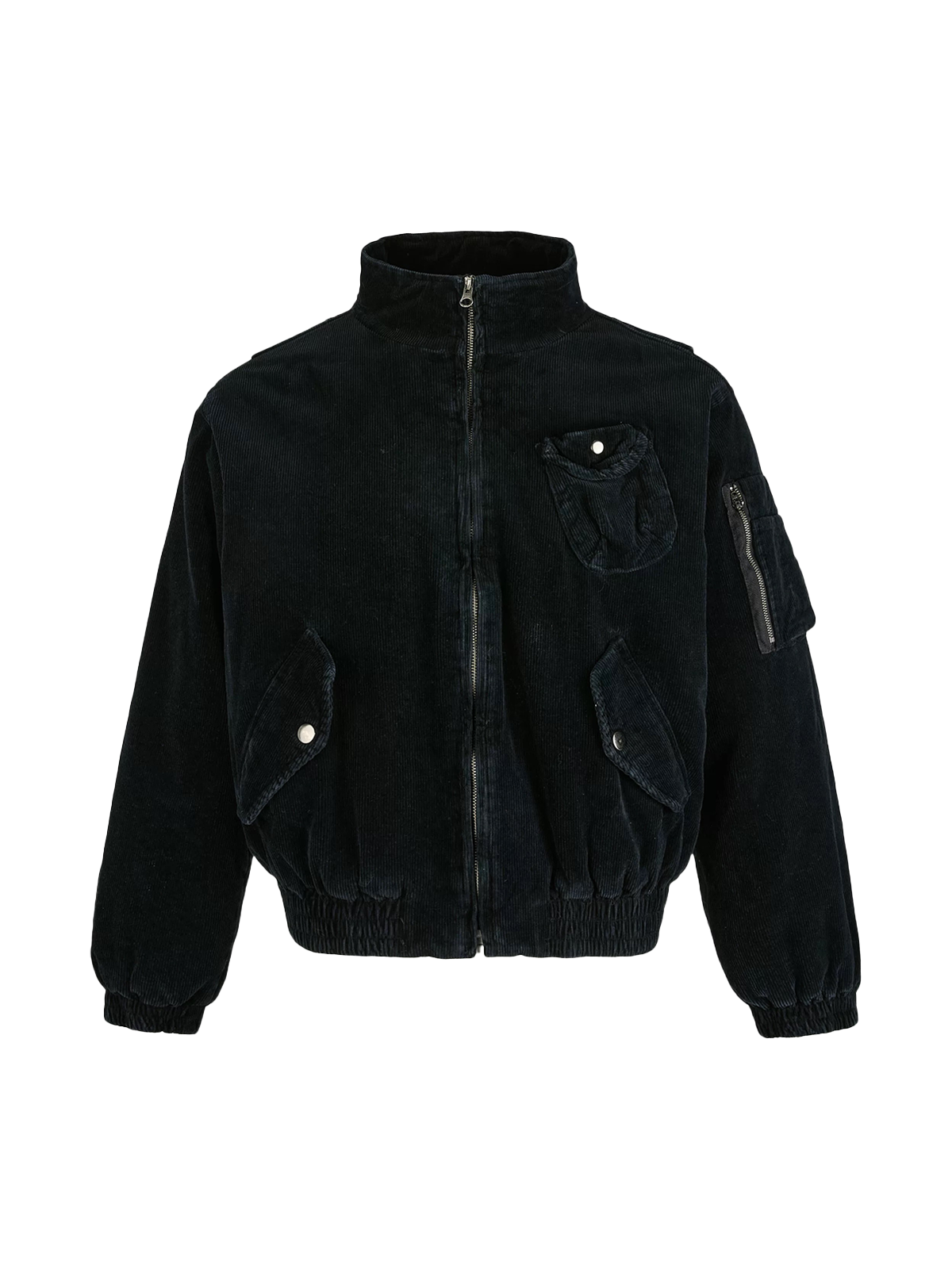 Co-ed Dorm Baggy Puffer Zip-up Jacket - Black