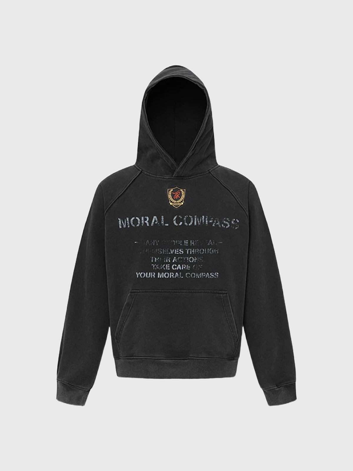Co-ed Dorm Baggy Graphic Printed Hoodie - Black