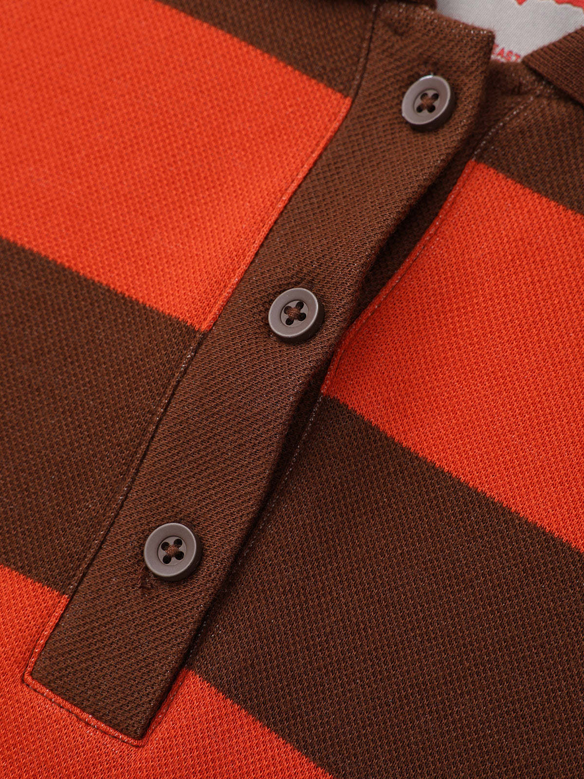 Canteen Stripe Polo Dress – Rust Cocoa