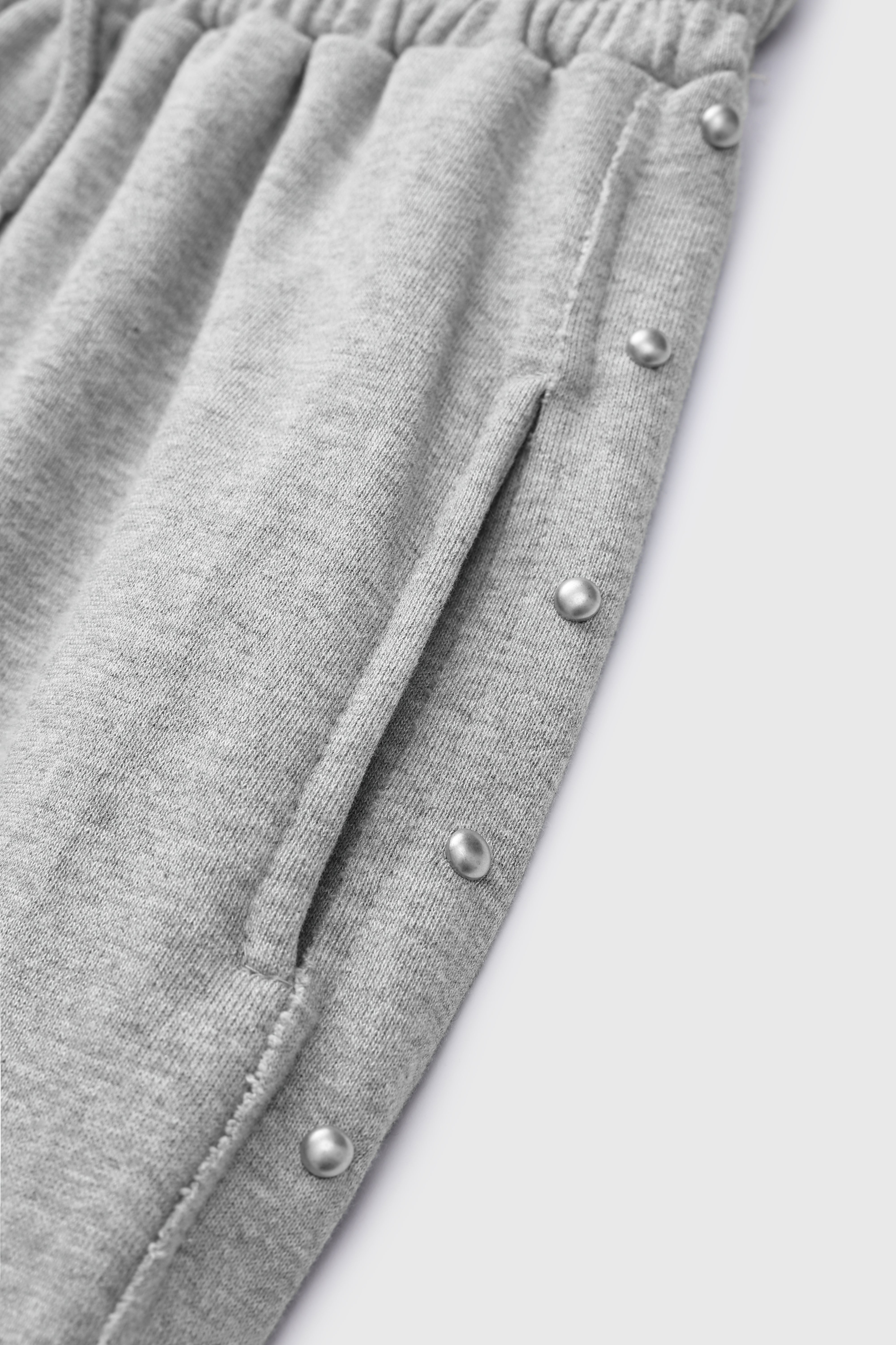 Studded Trim Jogger Pants - Ash Grey