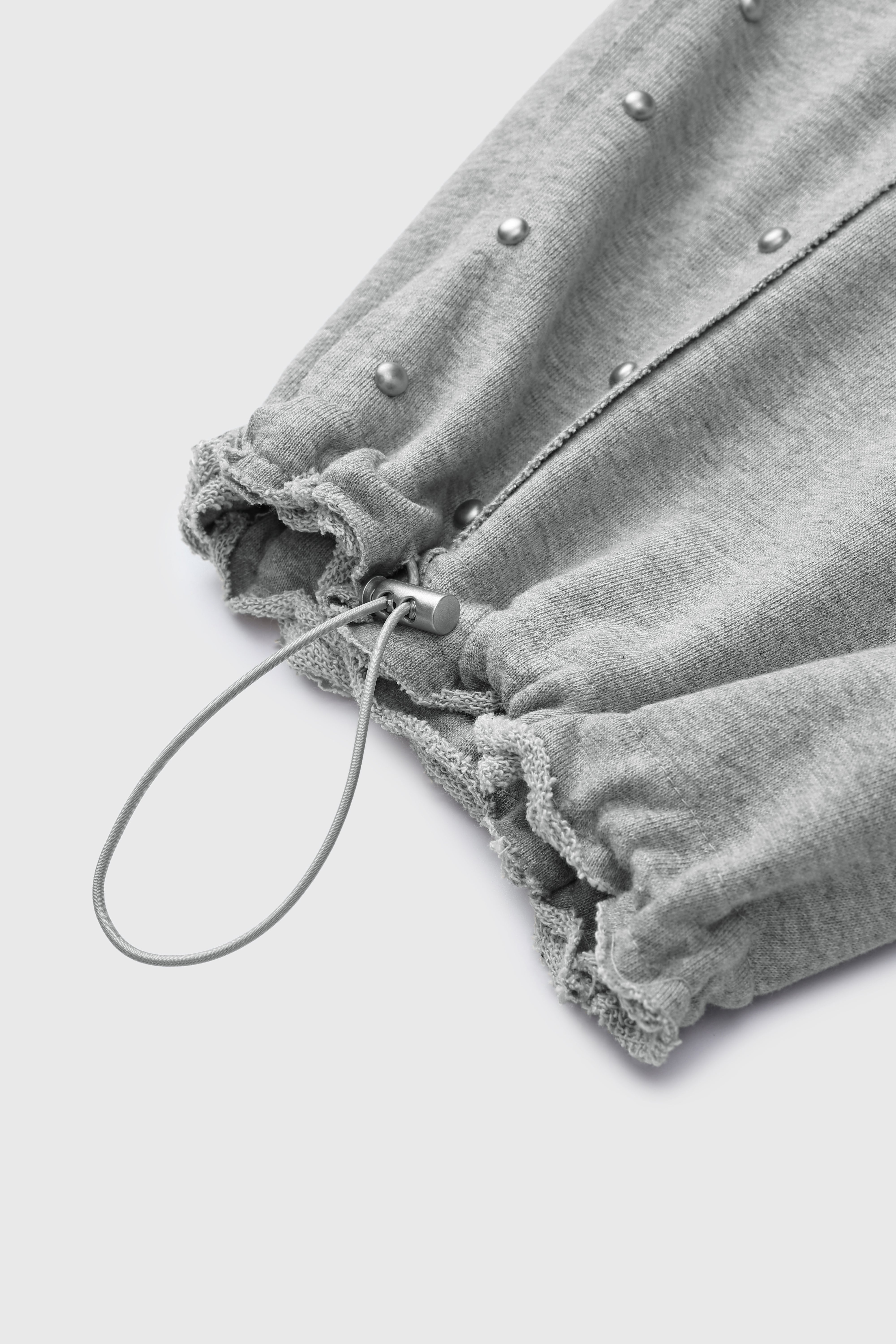 Studded Trim Jogger Pants - Ash Grey