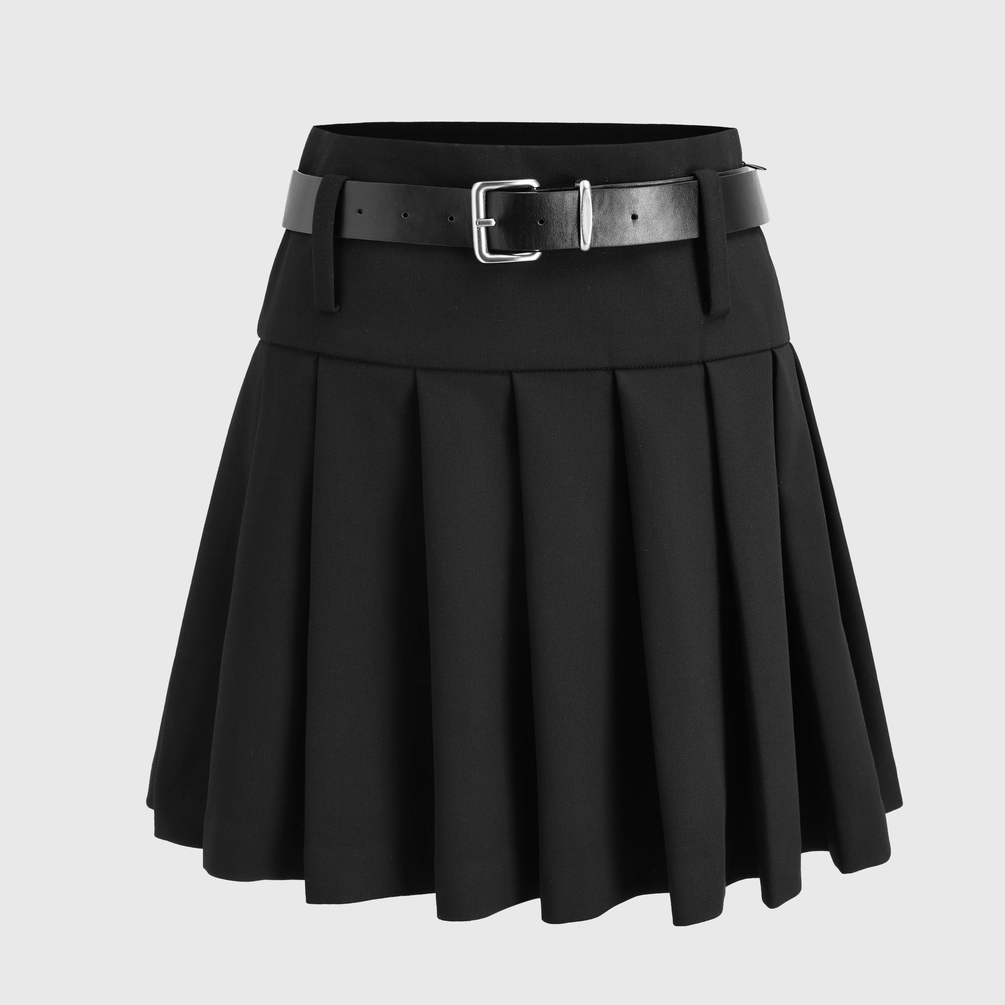 American Vintage Belted Pleated Skirt - Classy Black
