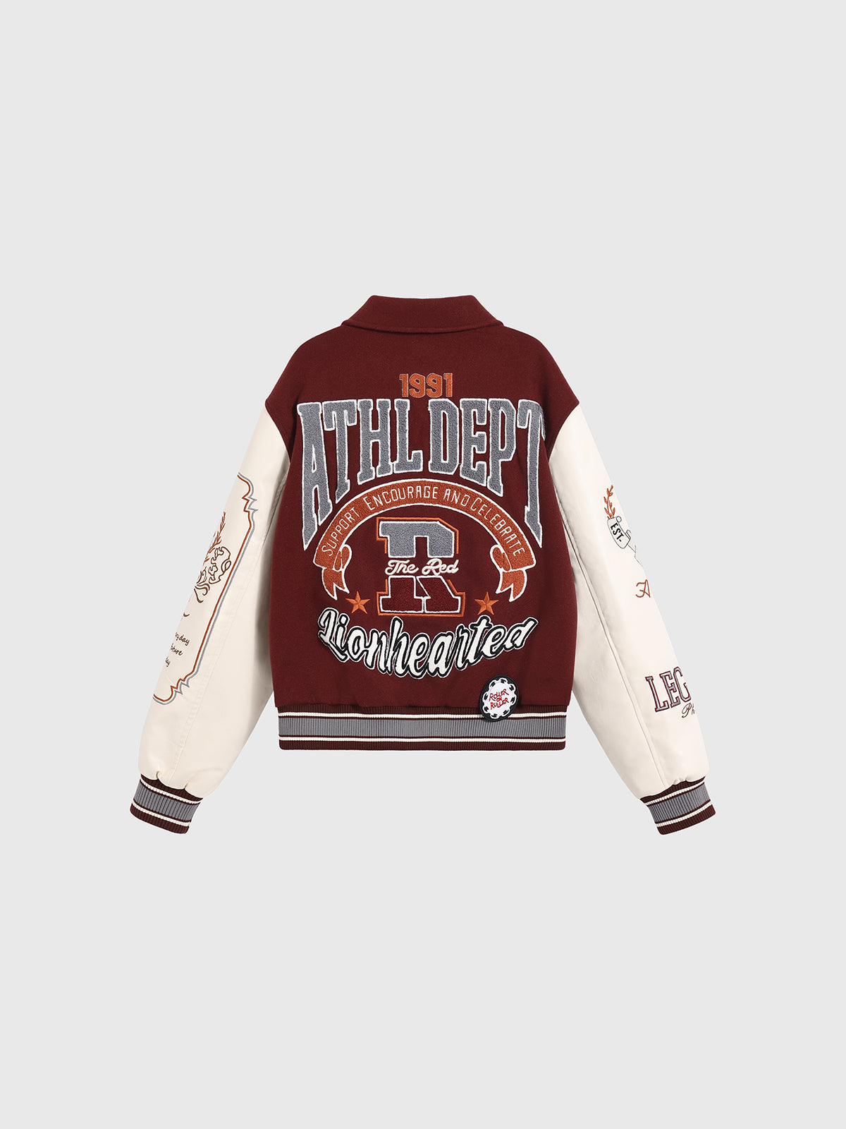 Americana Patchwork Varsity Jacket - Burgundy Cream