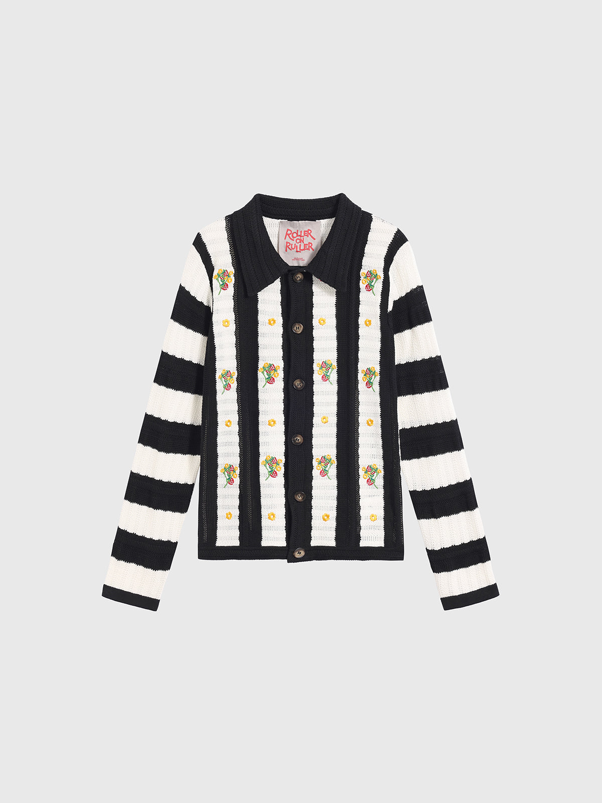 Garden Stripe Knit Sweatshirt - Black Ivory