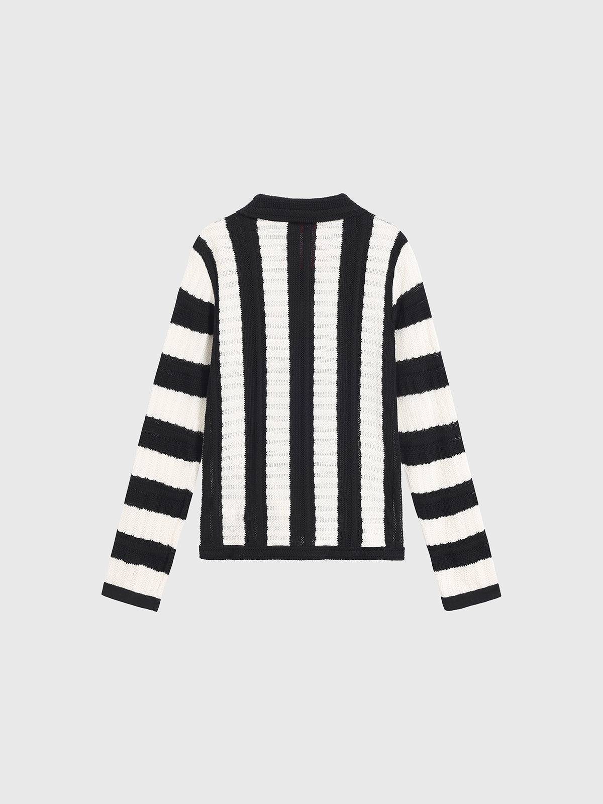 Garden Stripe Knit Sweatshirt - Black Ivory