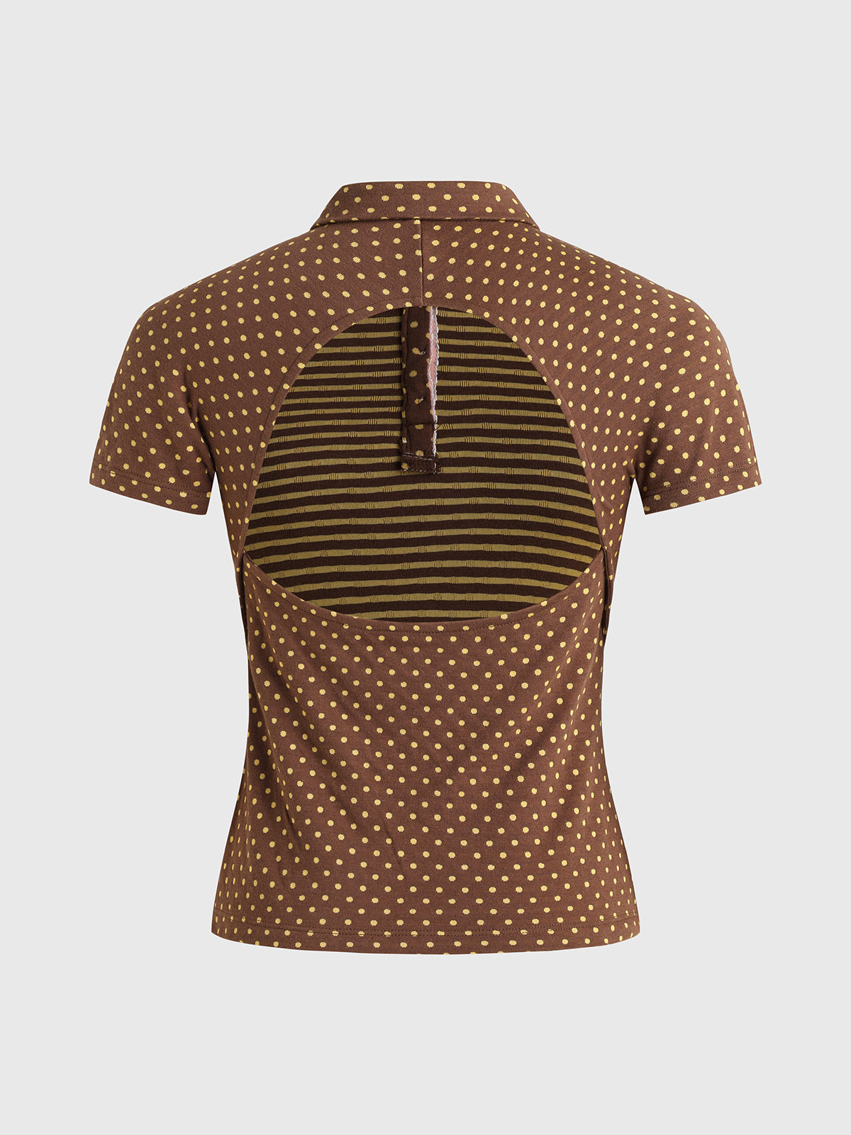 Caramel Wink Cutout Stripe Tee - Cocoa Brown
