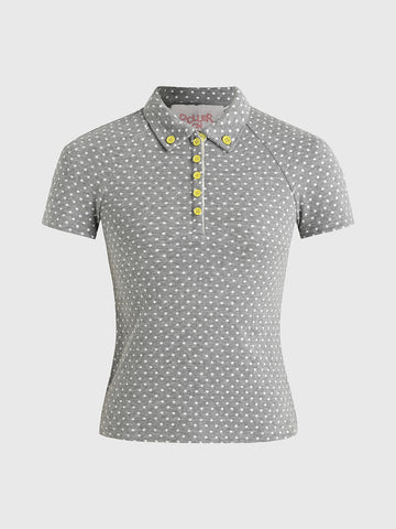 Silver Wink Cutout Stripe Tee - Ash Grey
