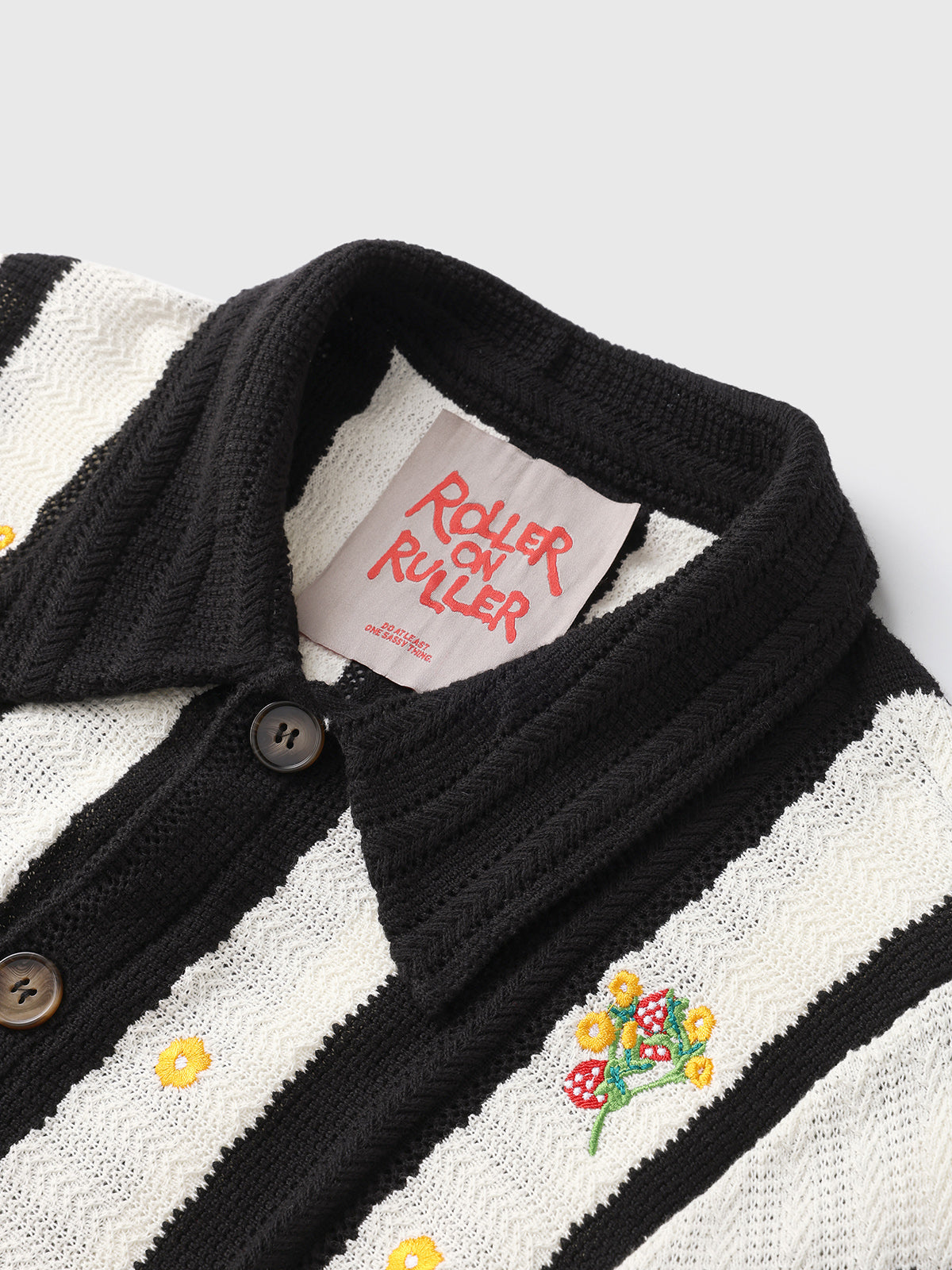 Garden Stripe Knit Sweatshirt - Black Ivory