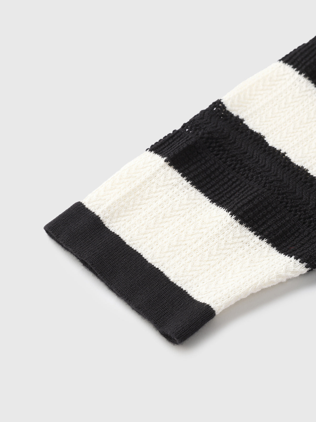 Garden Stripe Knit Sweatshirt - Black Ivory
