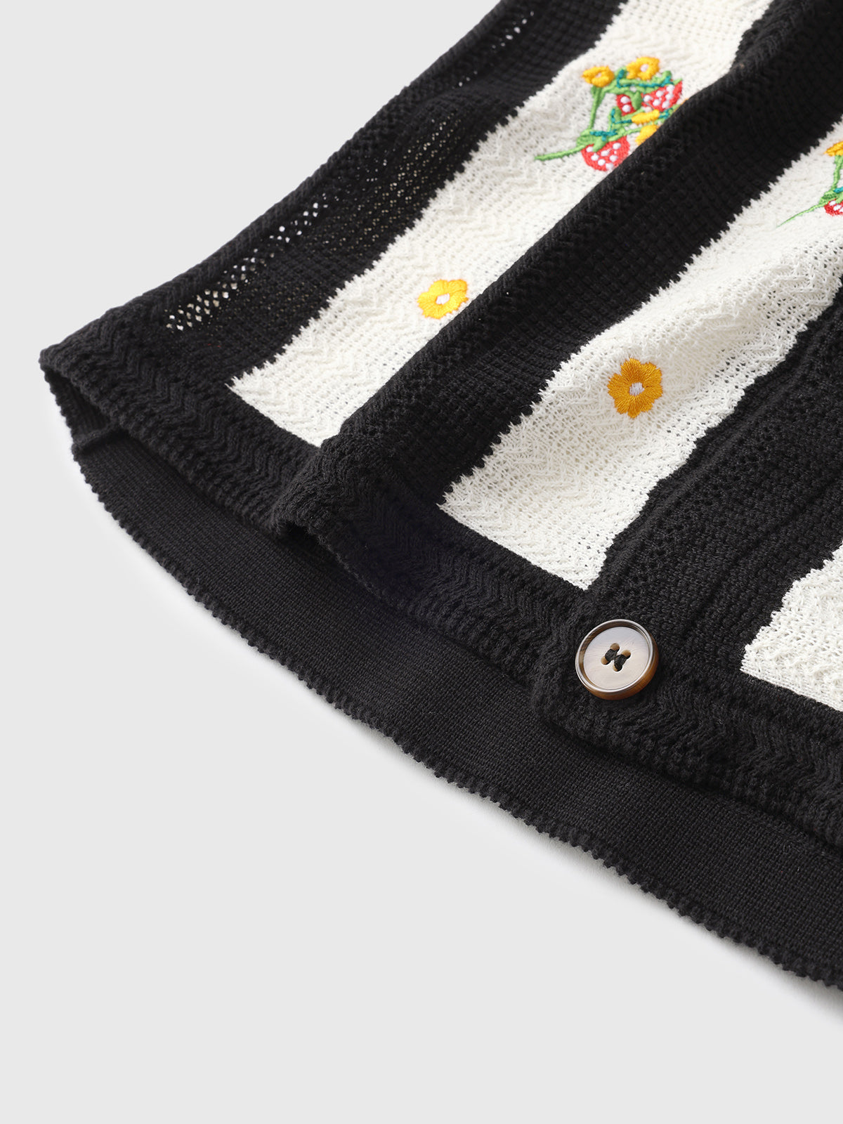 Garden Stripe Knit Sweatshirt - Black Ivory