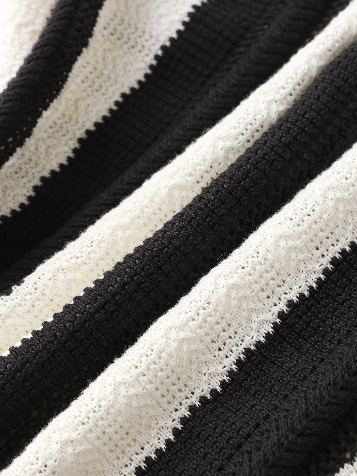 Garden Stripe Knit Sweatshirt - Black Ivory