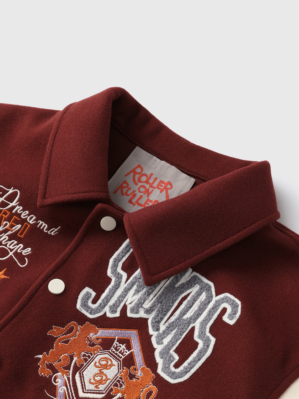 Americana Patchwork Varsity Jacket - Burgundy Cream