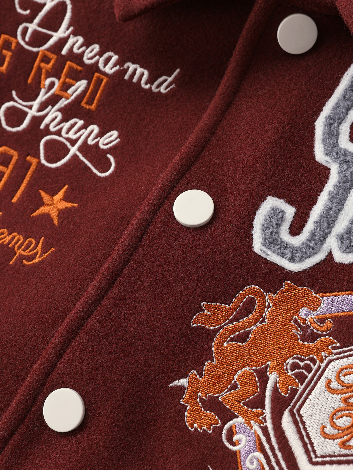 Americana Patchwork Varsity Jacket - Burgundy Cream