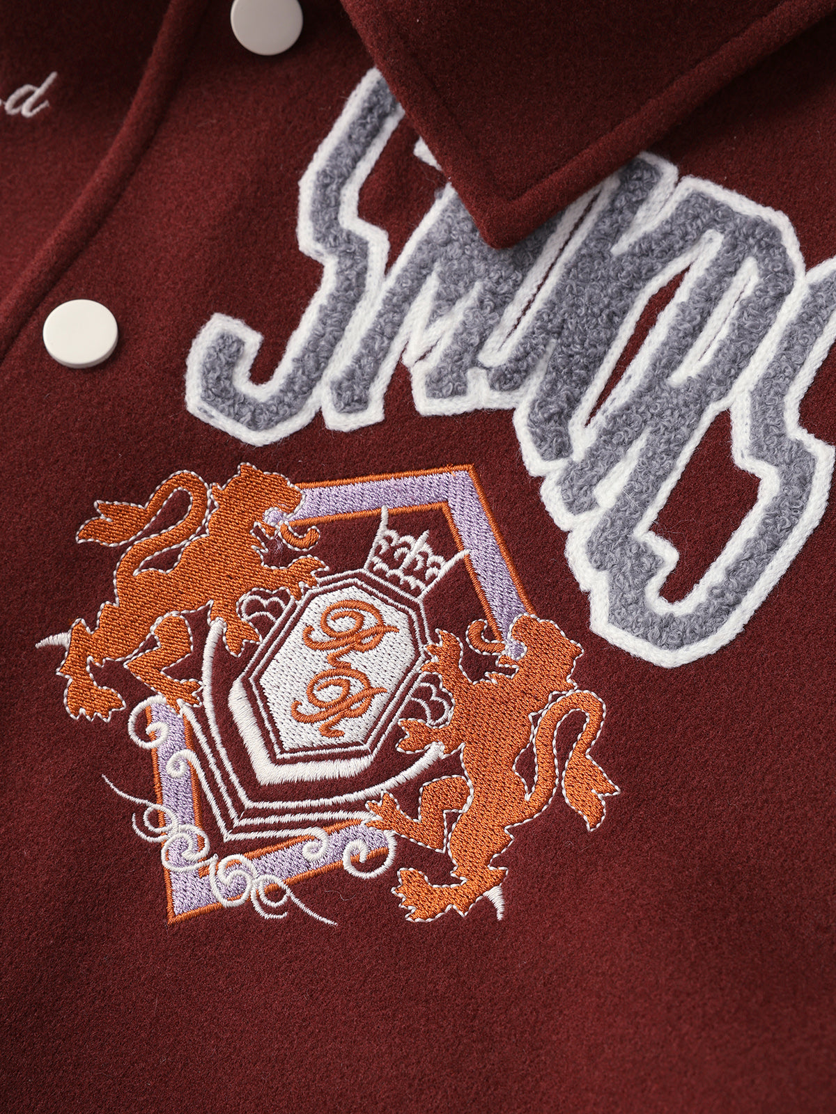 Americana Patchwork Varsity Jacket - Burgundy Cream