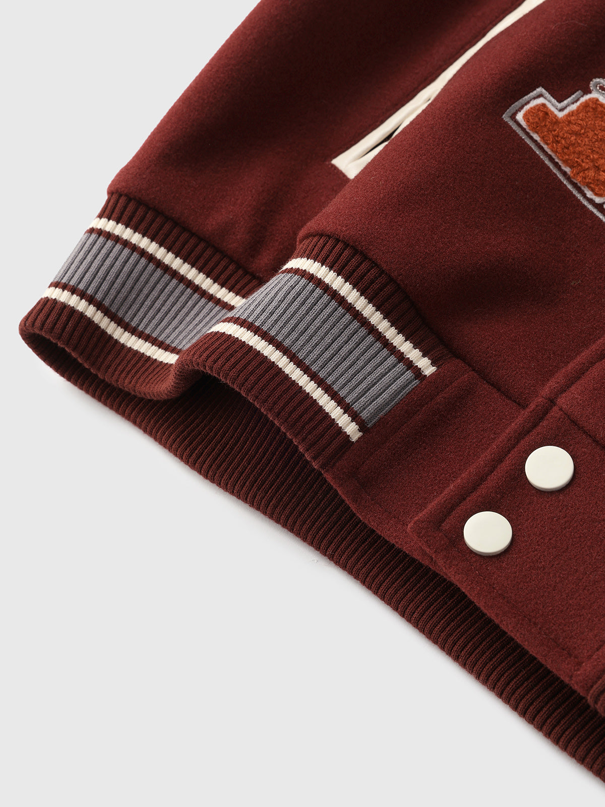 Americana Patchwork Varsity Jacket - Burgundy Cream