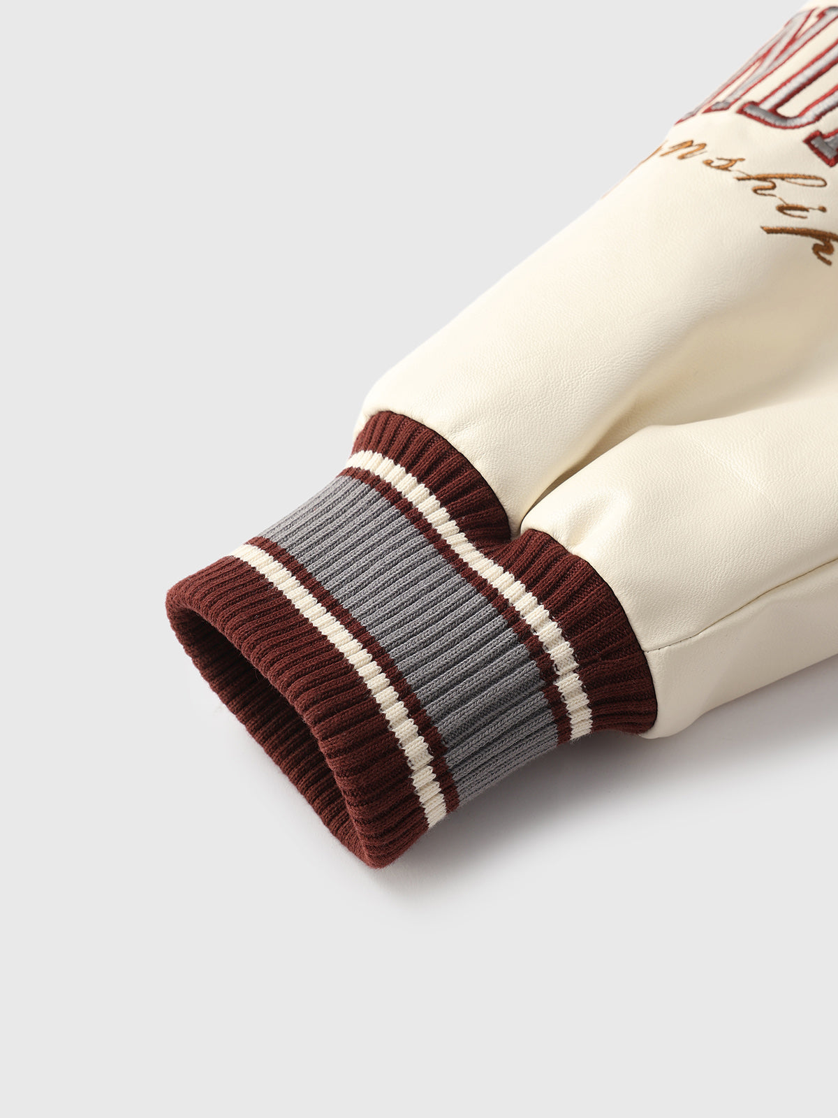 Americana Patchwork Varsity Jacket - Burgundy Cream