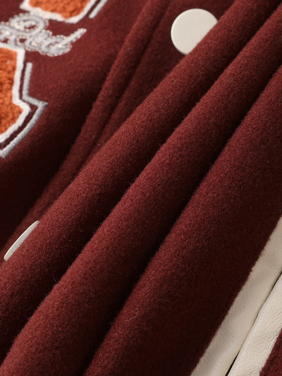 Americana Patchwork Varsity Jacket - Burgundy Cream