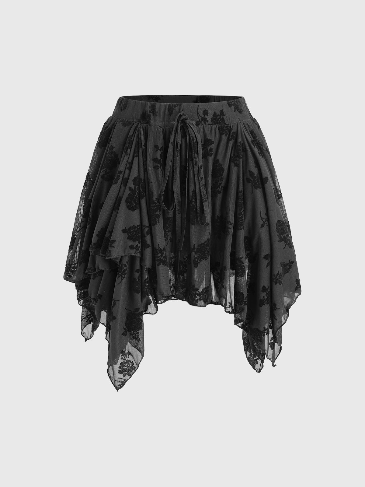 Shadow Rose Lace Skirt - Coal Black