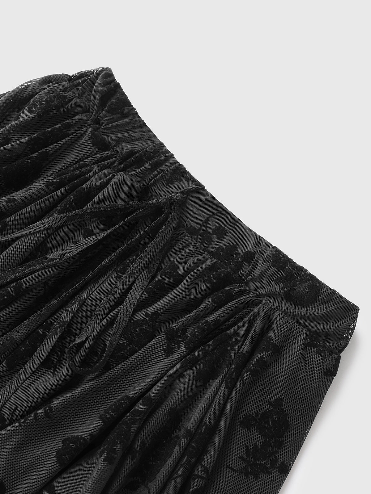Shadow Rose Lace Skirt - Coal Black