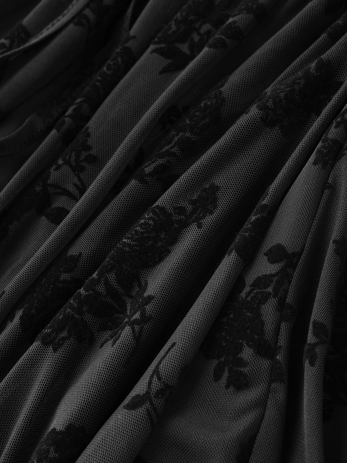 Shadow Rose Lace Skirt - Coal Black